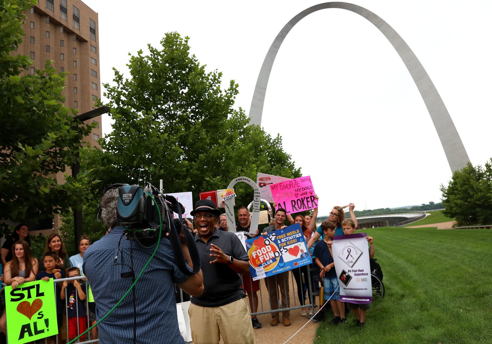 Al Roker broadcasts from the Gateway Arch